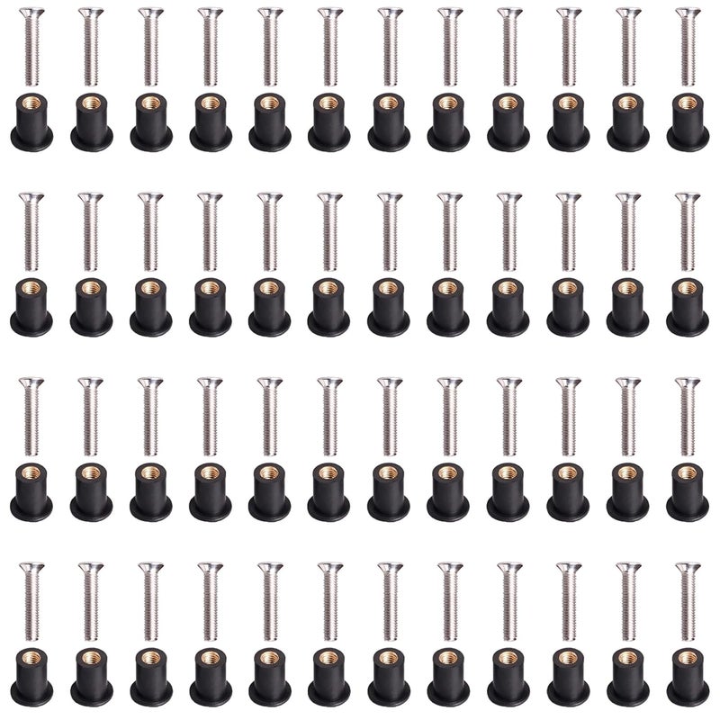 MAYEHAY 48 Pairs M5 Neoprene Well Nuts with Stainless Steel Crosshead Bolts Well Nuts Kit for Kayak Motorcycle Windscreen Accessories,Neoprene nut Contains Brass Nuts Copper nut - Image 1